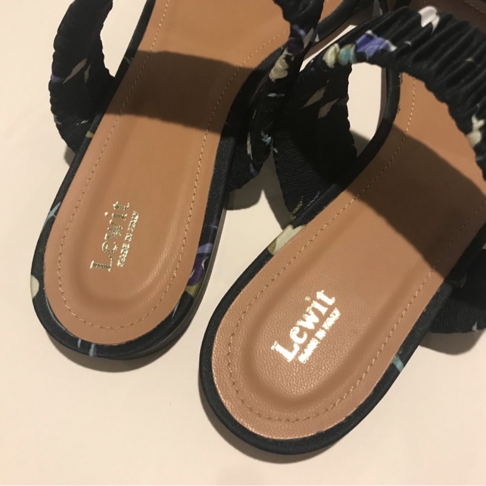 New Lewit Elena Ruched Floral Slides - Picture 6 of 8